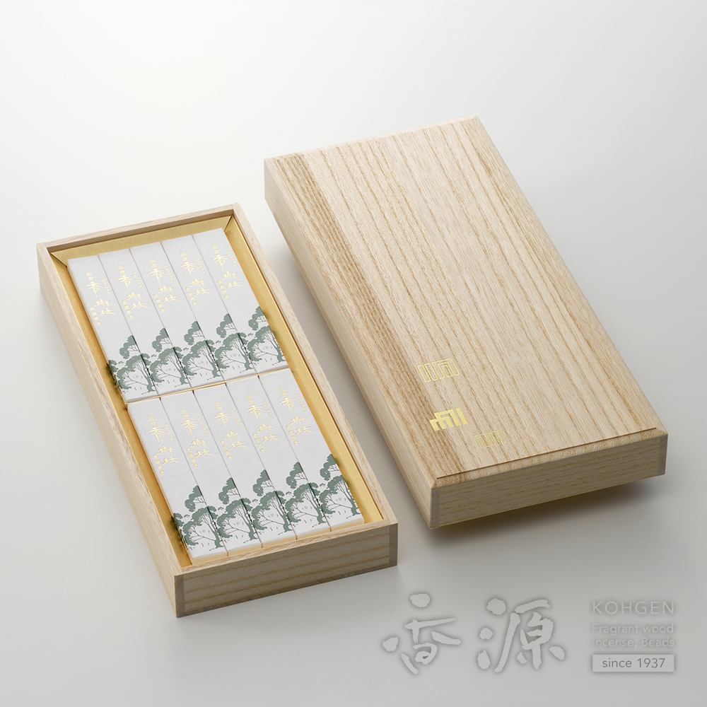 玉初堂のお香　清澄香樹林（せいちょうこうじゅりん） 短寸10箱入 桐箱 煙の少ないお線香