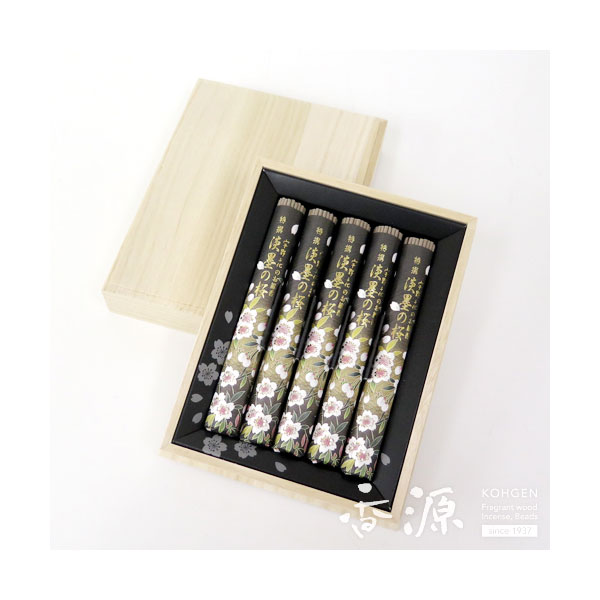 日本香堂のギフト特撰淡墨の桜短寸5把入桐箱