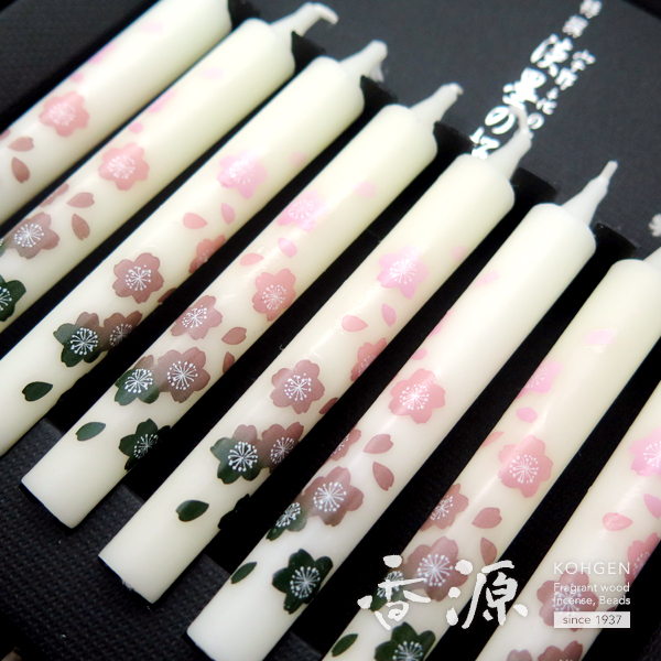 日本香堂のギフト特撰淡墨の桜化粧箱絵ローソクセットの拡大写真２