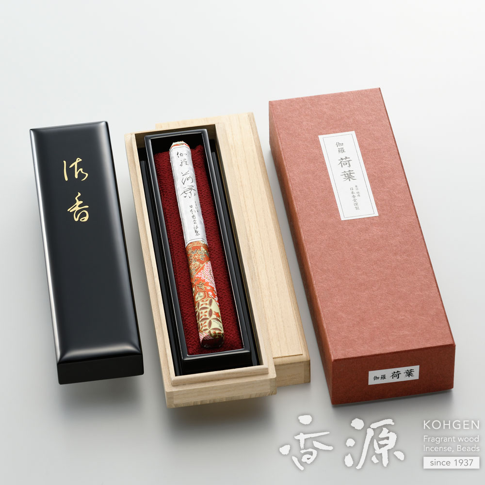 日本香堂 高級 線香 贈答用 ギフト 伽羅荷葉（かよう） 長寸1把入 塗箱