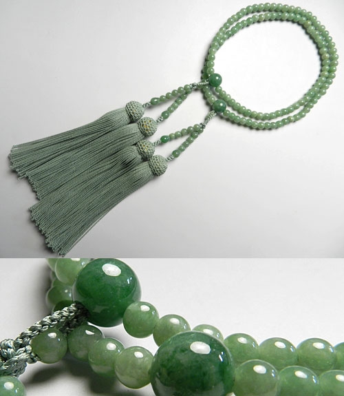 女性用数珠　上質ビルマ翡翠　二重(八宗兼用)　共仕立て