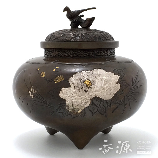 銅製 極上飾壺 細密浮き彫り 高岡銅器 日展入選品 四面獅子 花鳥図