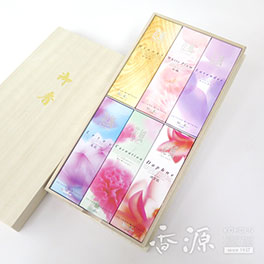 日本香堂のギフト花風アソート短寸6箱入桐箱