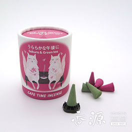 日本香堂のお香カフェタイムインセンスサクラ&amp;amp;グリーンティーコーン型お香