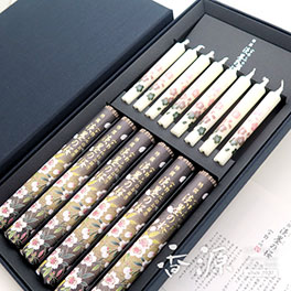 日本香堂のギフト特撰淡墨の桜化粧箱絵ローソクセット