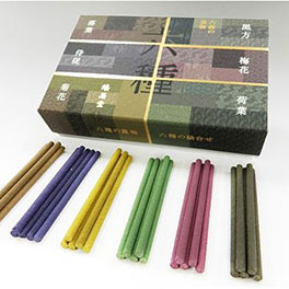 Kyukyodo Incense Sticks, Six Kneaded Incenses Fragrances (Mukusa no Takimono) set (incense stand included)
