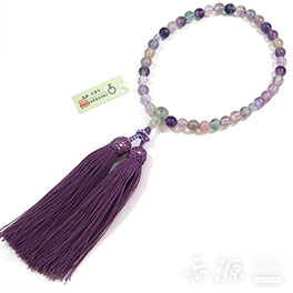 女性用数珠 蛍石（フローライト） 共仕立て 似紫房