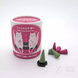 日本香堂のお香カフェタイムインセンスサクラ&amp;amp;amp;グリーンティーコーン型お香