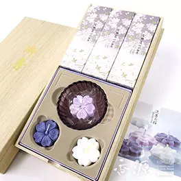 日本香堂のギフト淡墨の桜浮きローソクセット桐箱